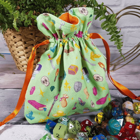 Light Green Fantasy Detail Drawstring Bag - Mini Geek Boutique