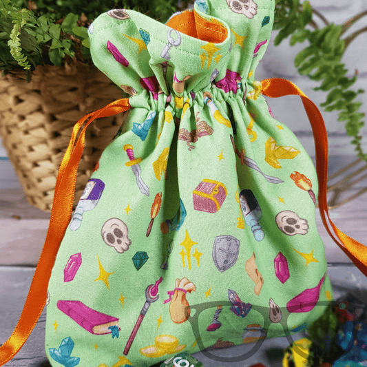 Light Green Fantasy Detail Drawstring Bag - Mini Geek Boutique