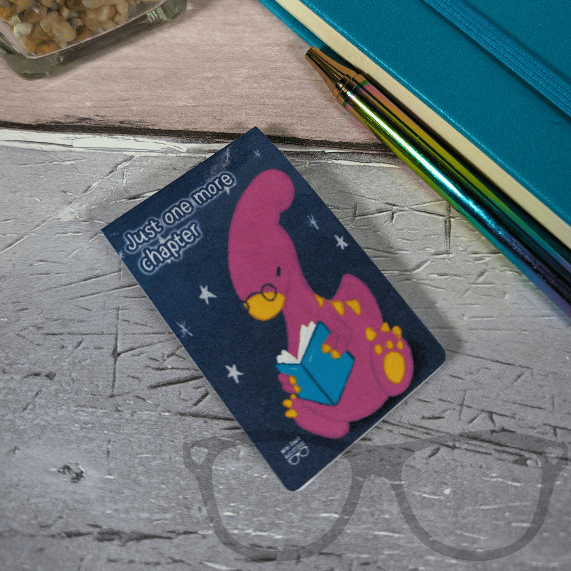 Magnetic Dinosaur Bookmark – "Just One More Chapter" with Irene the Parasaurolophus | Starry Night Page Marker for Book Lovers - Mini Geek Boutique