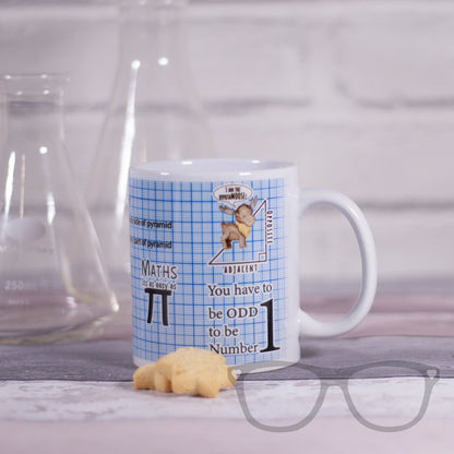Ceramic 11oz mug with fun maths puns