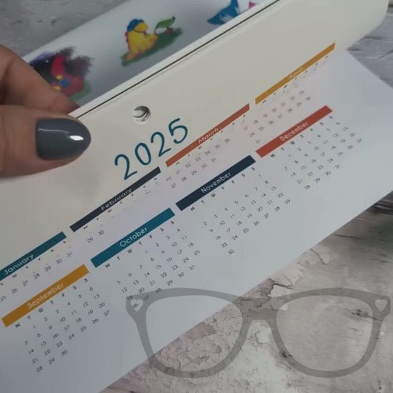 Video showing the pages of the dinosaur calendar very quickly!