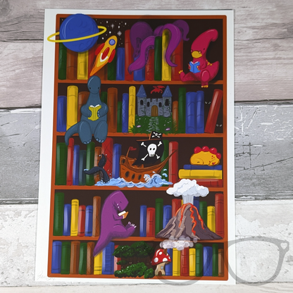 Reading is magic dinosaur art print