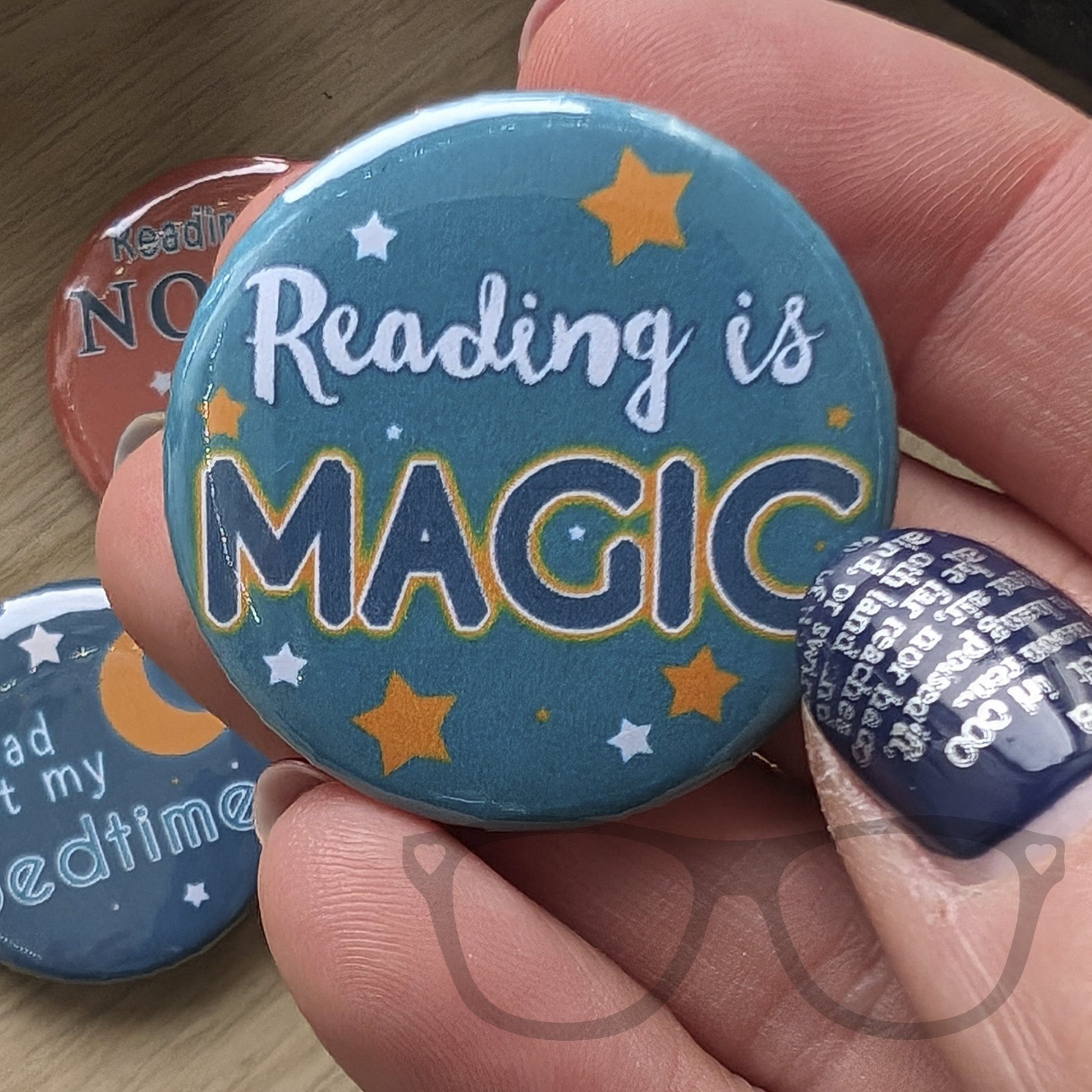 Reading is magic, 38mm badge part of a set