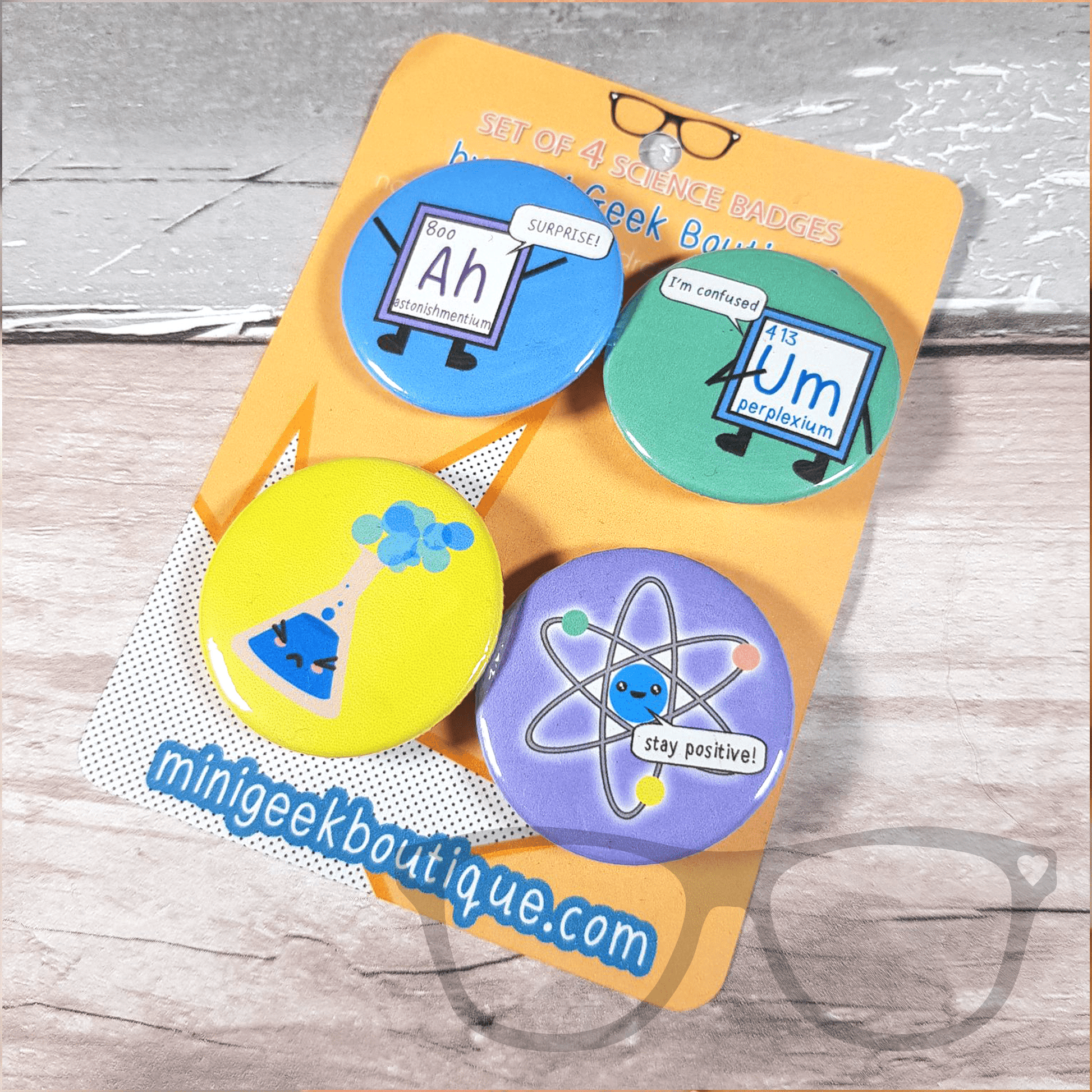 Science 38mm badge set - Mini Geek Boutique