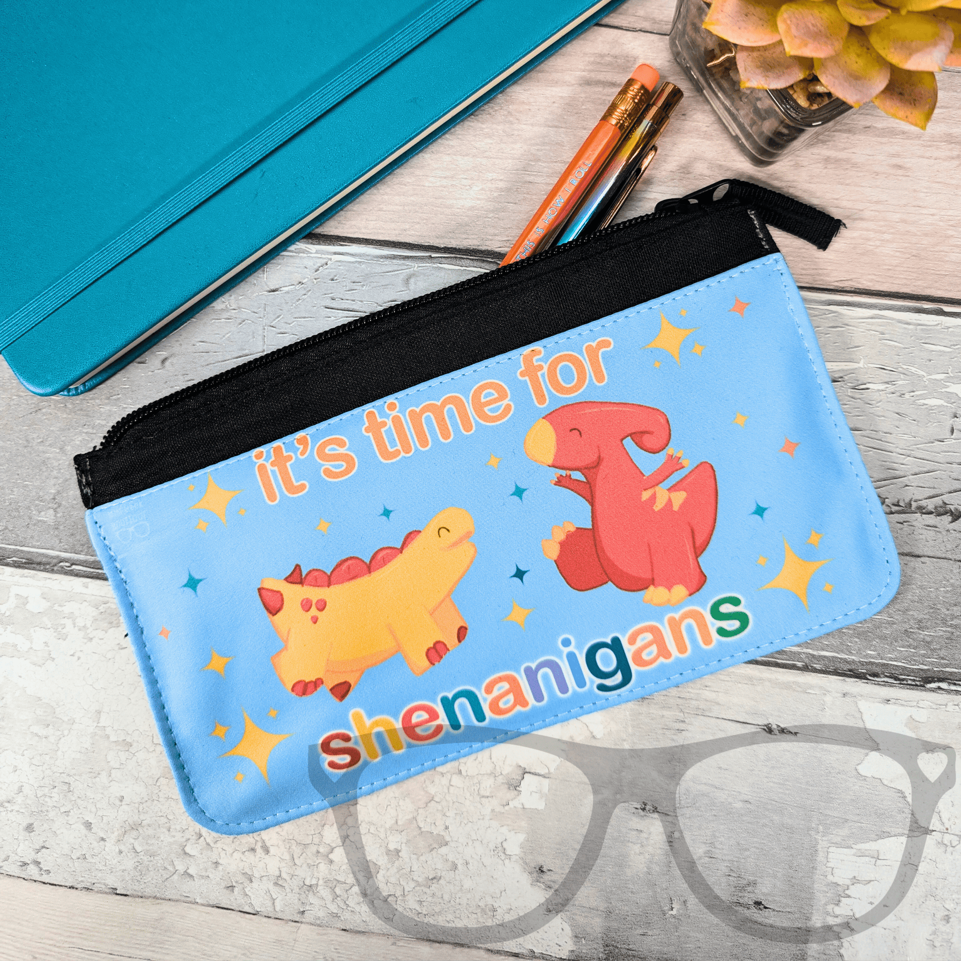 Shenanigans Dinosaur Adventure Pencil Case, Zippered Stationery Case - Mini Geek Boutique
