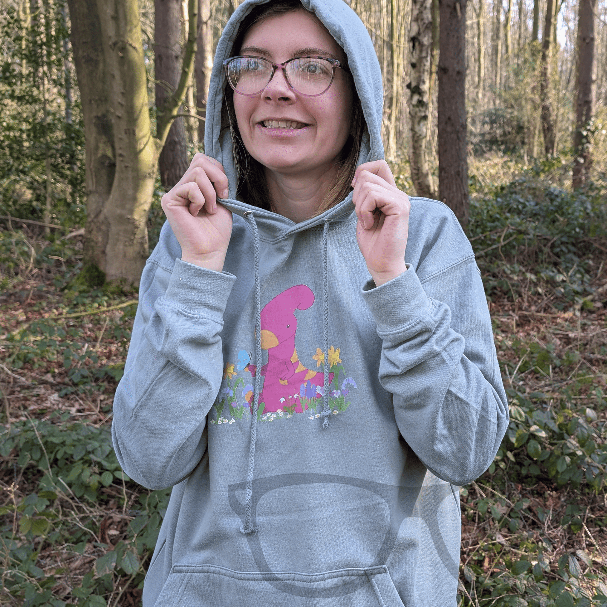 Spring time Dinosaur Hoodie with Irene the Parasaurolophus - Mini Geek Boutique