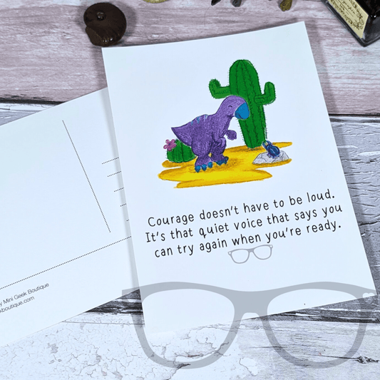 Steve the Iguanodon - Courage postcard - Mini Geek Boutique