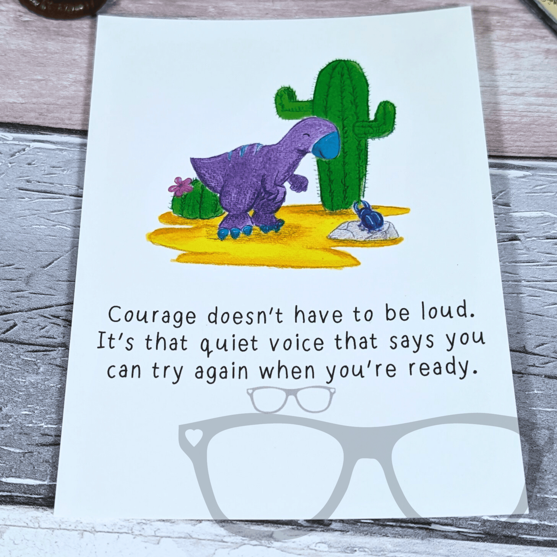 Steve the Iguanodon - Courage postcard - Mini Geek Boutique