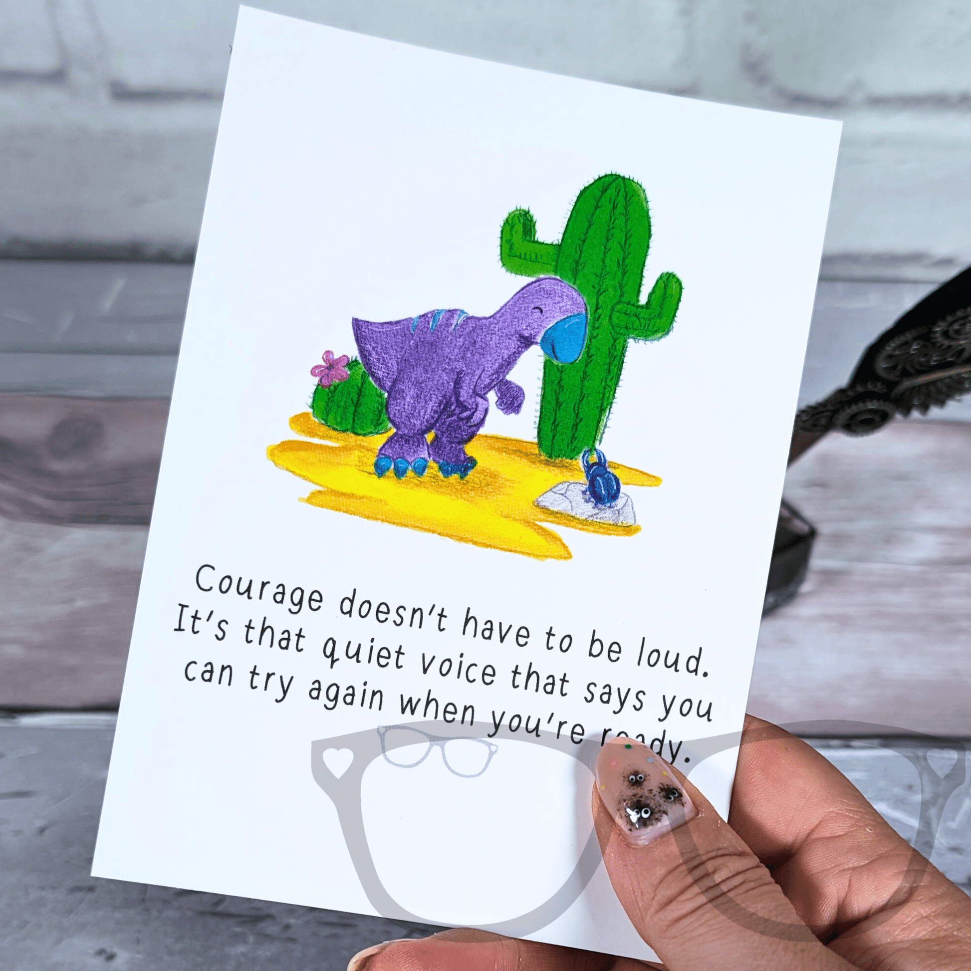 Steve the Iguanodon - Courage postcard - Mini Geek Boutique