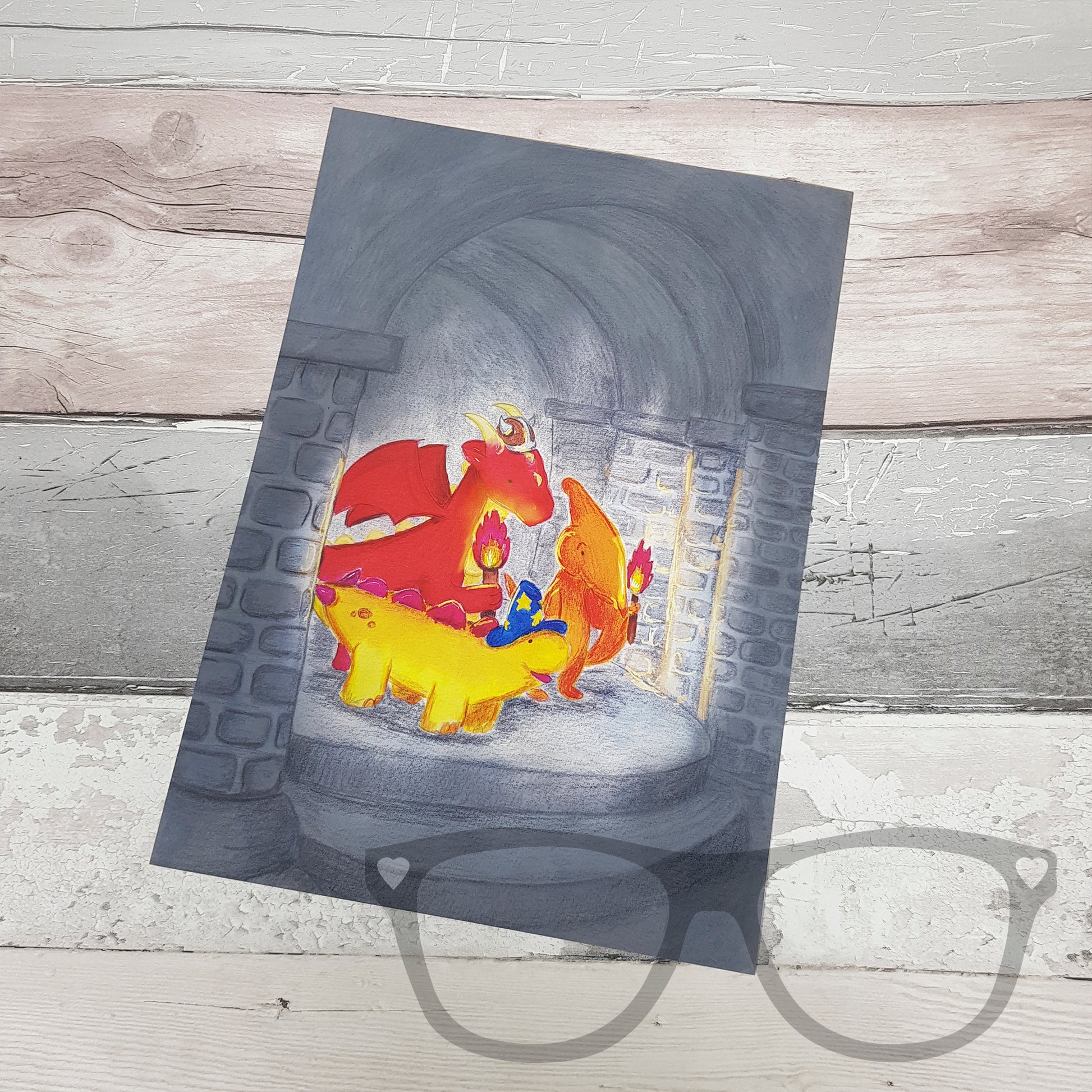 A4-sized print of a fantasy tabletop game scene, featuring vibrant watercolour and pencil artwork, ideal for D&D fans.