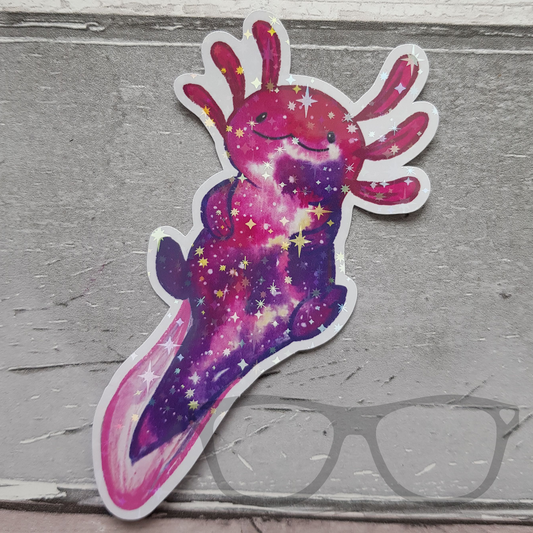 Axolotl Vinyl sticker with star sparkles
