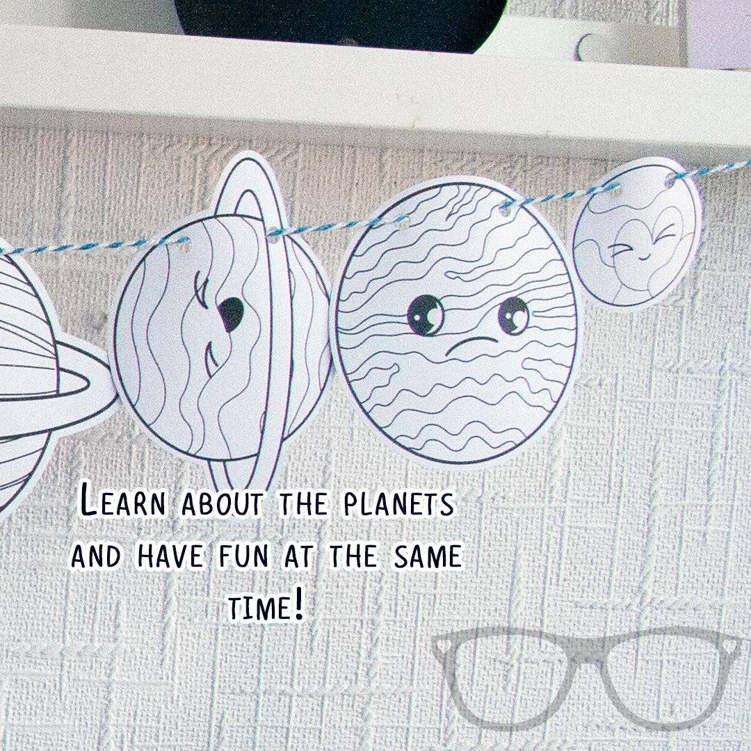 Illustrations of Uranus, Neptune, and Pluto with the text 'Learn about the planets and have fun at the same time!' – perfect for an educational activity.