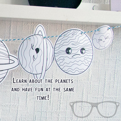 Illustrations of Uranus, Neptune, and Pluto with the text 'Learn about the planets and have fun at the same time!' – perfect for an educational activity.