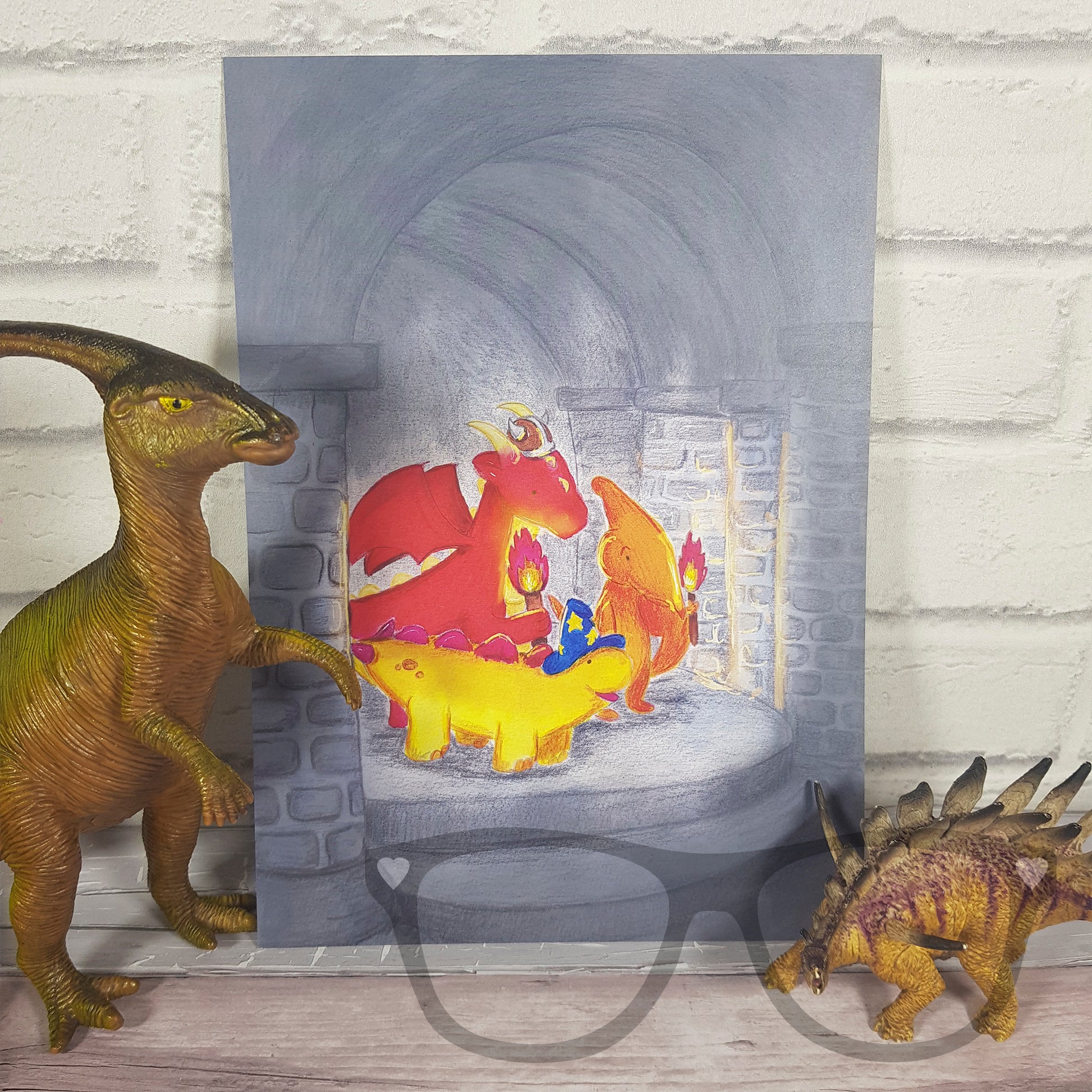 Fantasy tabletop game print featuring Derek and friends playing Dungeons & Dragons, with vibrant watercolour artwork.