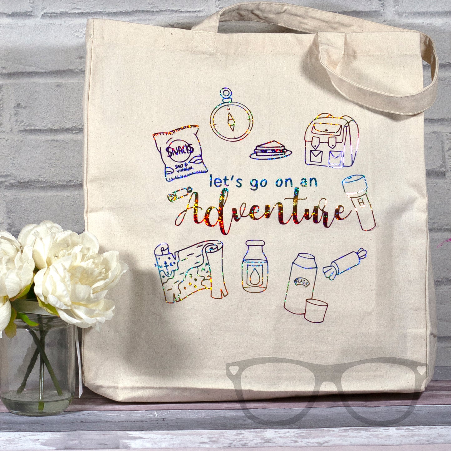 Canvas Tote bag, "Let's go on an Adventure" canvas shopping bag for geeks