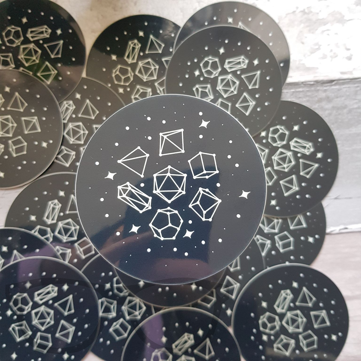 Glow in the Dark Dice Constellation Round Sticker - Mini Geek Boutique