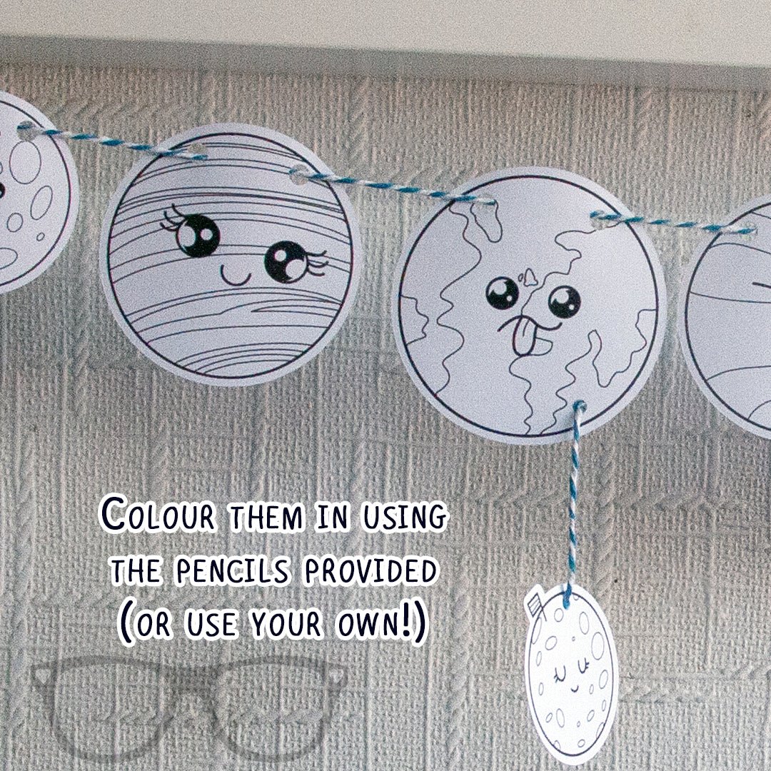 Colour Your Own Solar System Bunting for Kids - Mini Geek Boutique