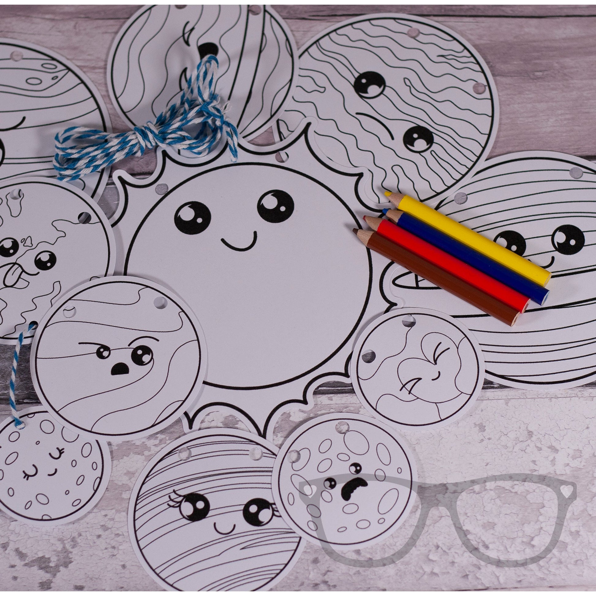 Colour Your Own Solar System Bunting for Kids - Mini Geek Boutique