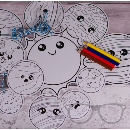 Colour Your Own Solar System Bunting for Kids - Mini Geek Boutique