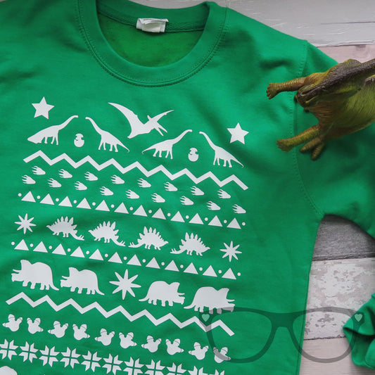 Dinosaur Christmas Sweater - Mini Geek Boutique