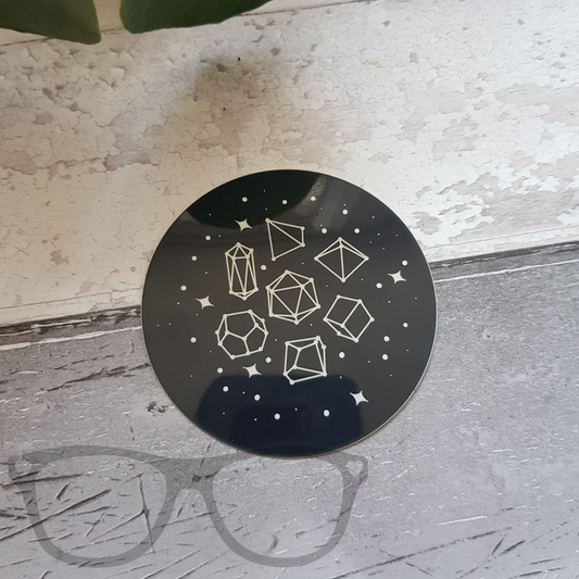 Glow in the Dark Dice Constellation Round Sticker - Mini Geek Boutique