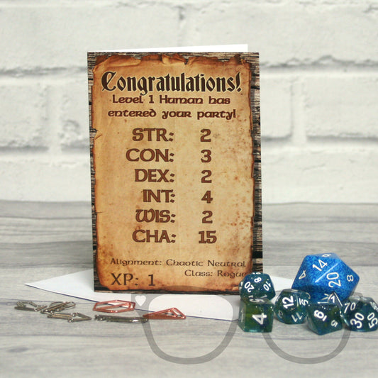 Level 1 Human New Parent Greeting Card – Blank Inside, Ideal for Any Occasion - Mini Geek Boutique