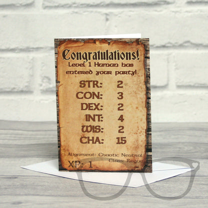 Level 1 Human New Parent Greeting Card – Blank Inside, Ideal for Any Occasion - Mini Geek Boutique