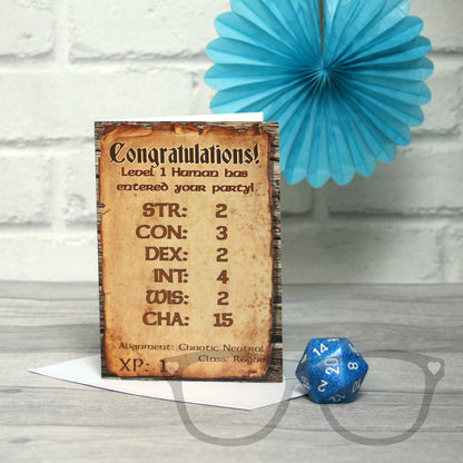 Level 1 Human New Parent Greeting Card – Blank Inside, Ideal for Any Occasion - Mini Geek Boutique