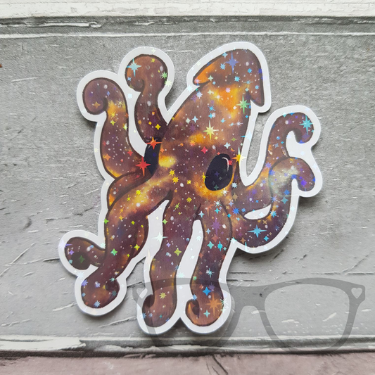 Octopus vinyl sticker with star sparkles