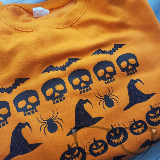 Orange Halloween Sweater - Mini Geek Boutique