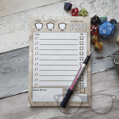 To - do list notepad Fantasy RPG A5 - Mini Geek Boutique