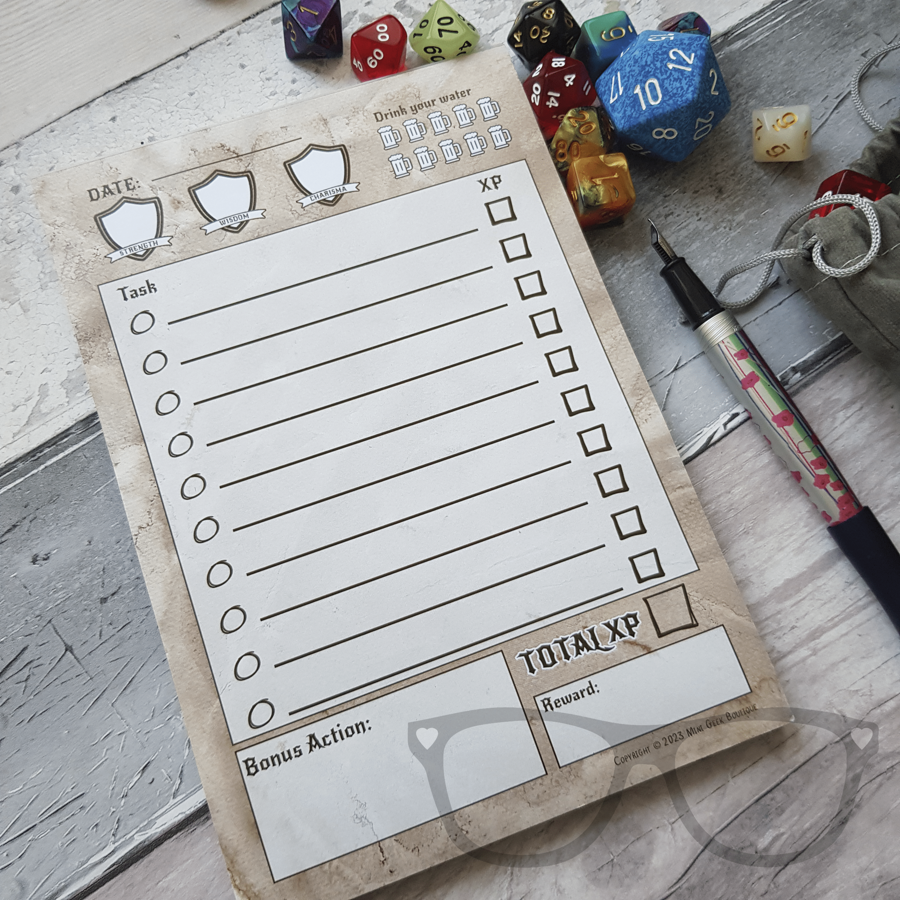 Rpg Note Sheet To-do list notepad Fantasy RPG A5 – Mini Geek Boutique